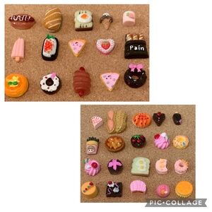 Tiny Plastic Dollhouse Play Food 35 Piece Lot-Donut,Hot Dog,Cake,Peanut,Eggs Etc